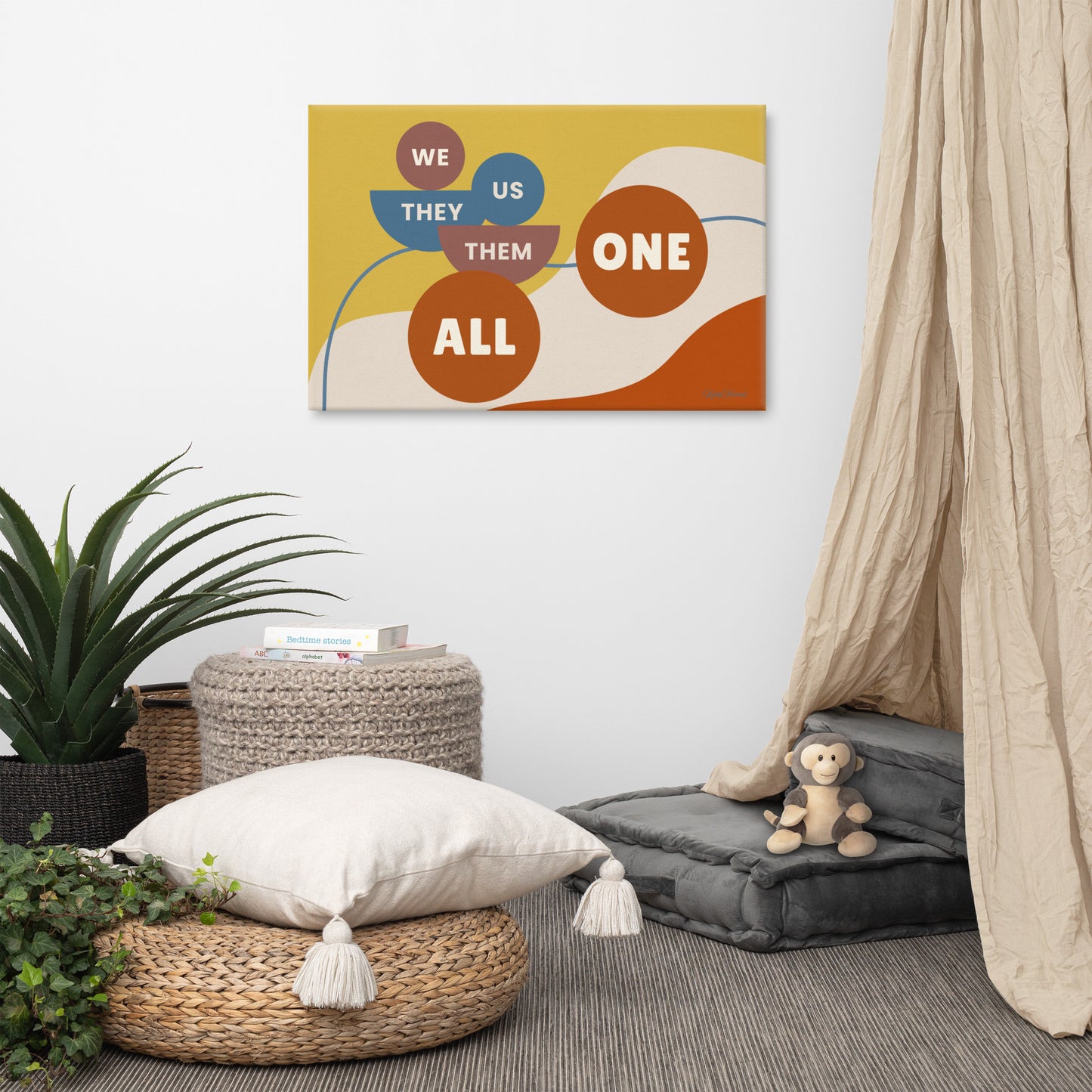 Connection Canvas Wall Art – Modern Abstract Quote Print | Unity & Togetherness Home Decor | 4 Sizes