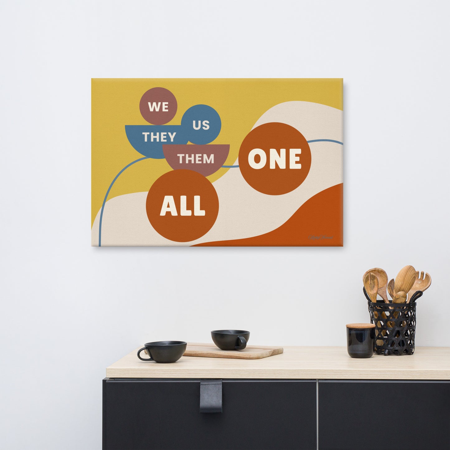 Connection Canvas Wall Art – Modern Abstract Quote Print | Unity & Togetherness Home Decor | 4 Sizes