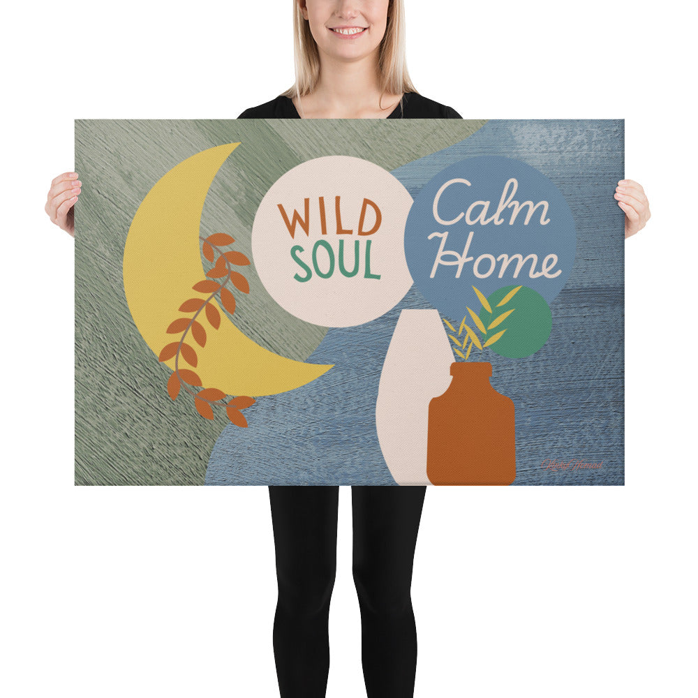 Wild Soul Calm Home Canvas Wall Art – Modern Boho Abstract Print | Inspirational Home Decor in 4 Sizes