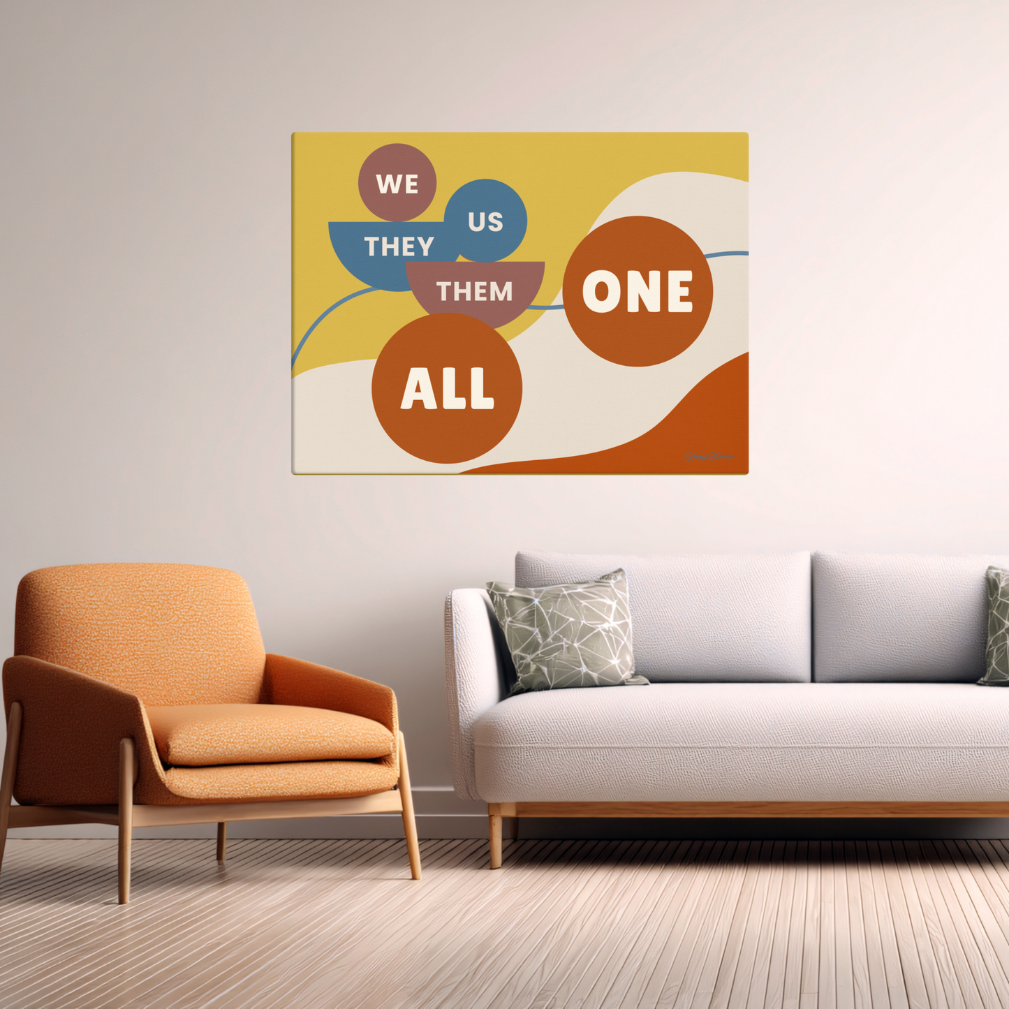Connection Canvas Wall Art – Modern Abstract Quote Print | Unity & Togetherness Home Decor | 4 Sizes