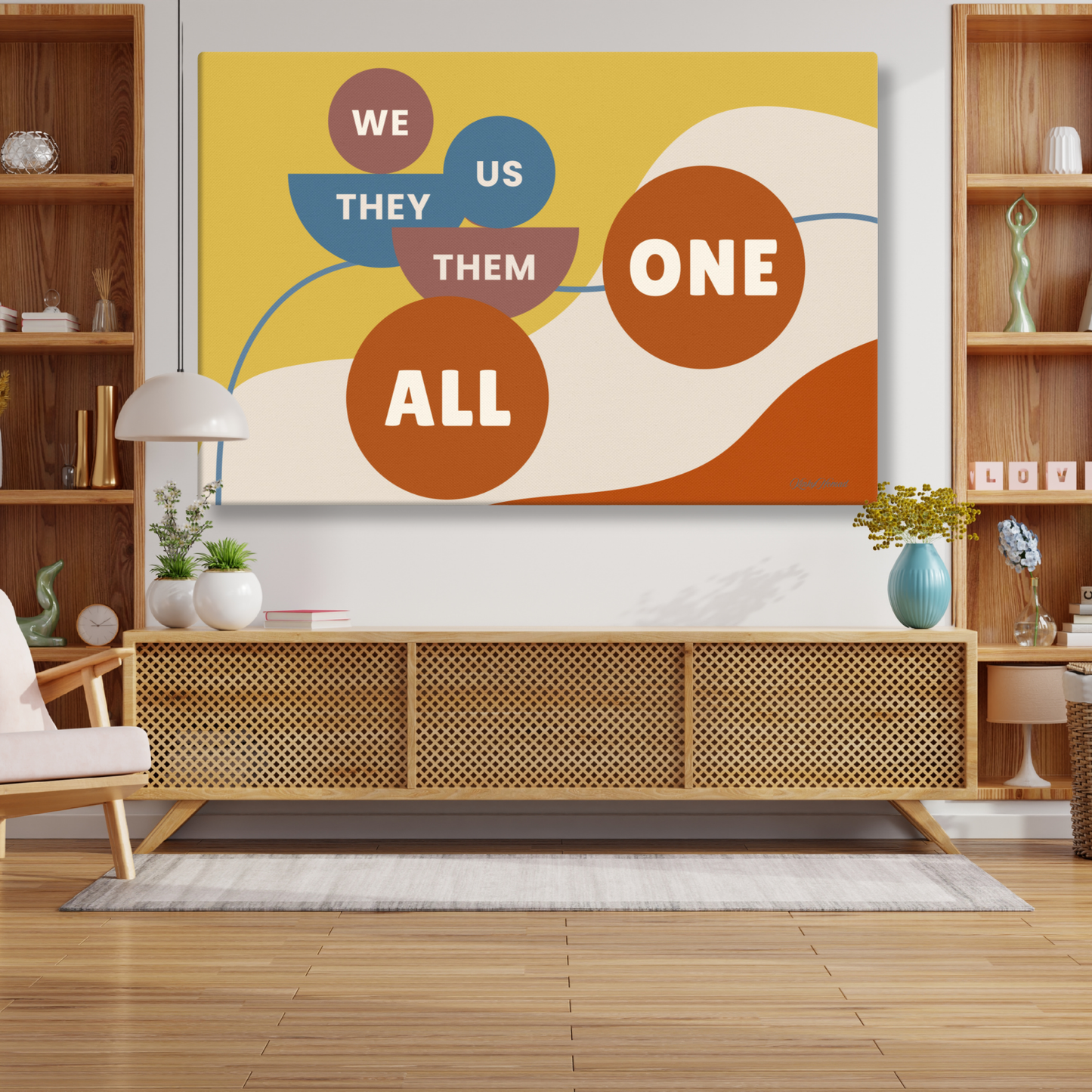 Connection Canvas Wall Art – Modern Abstract Quote Print | Unity & Togetherness Home Decor | 4 Sizes