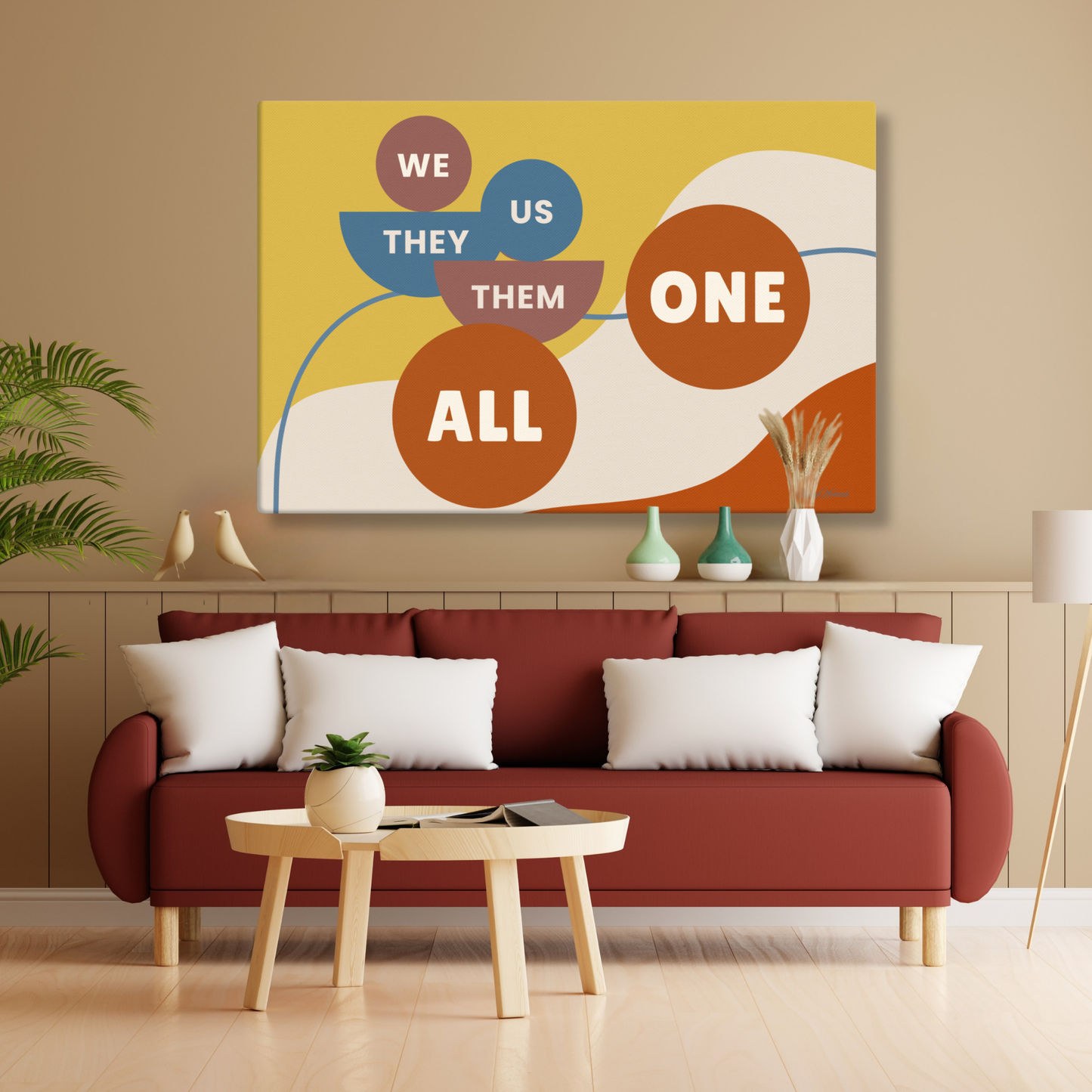 Connection Canvas Wall Art – Modern Abstract Quote Print | Unity & Togetherness Home Decor | 4 Sizes