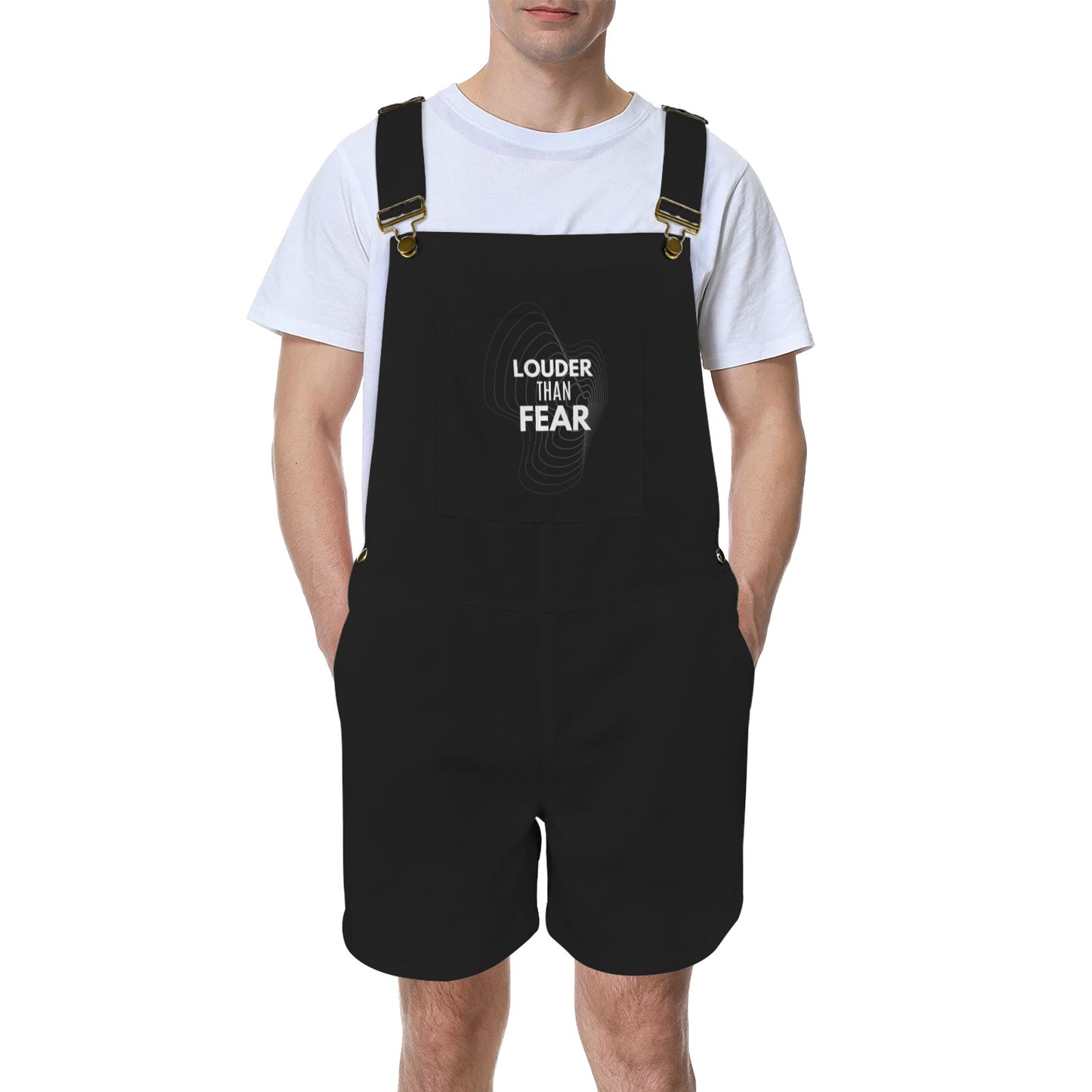 Unisex Streetwear Short Overalls | Graphic Casual Dungarees Shorts | Adjustable Strap Urban Jumpsuit