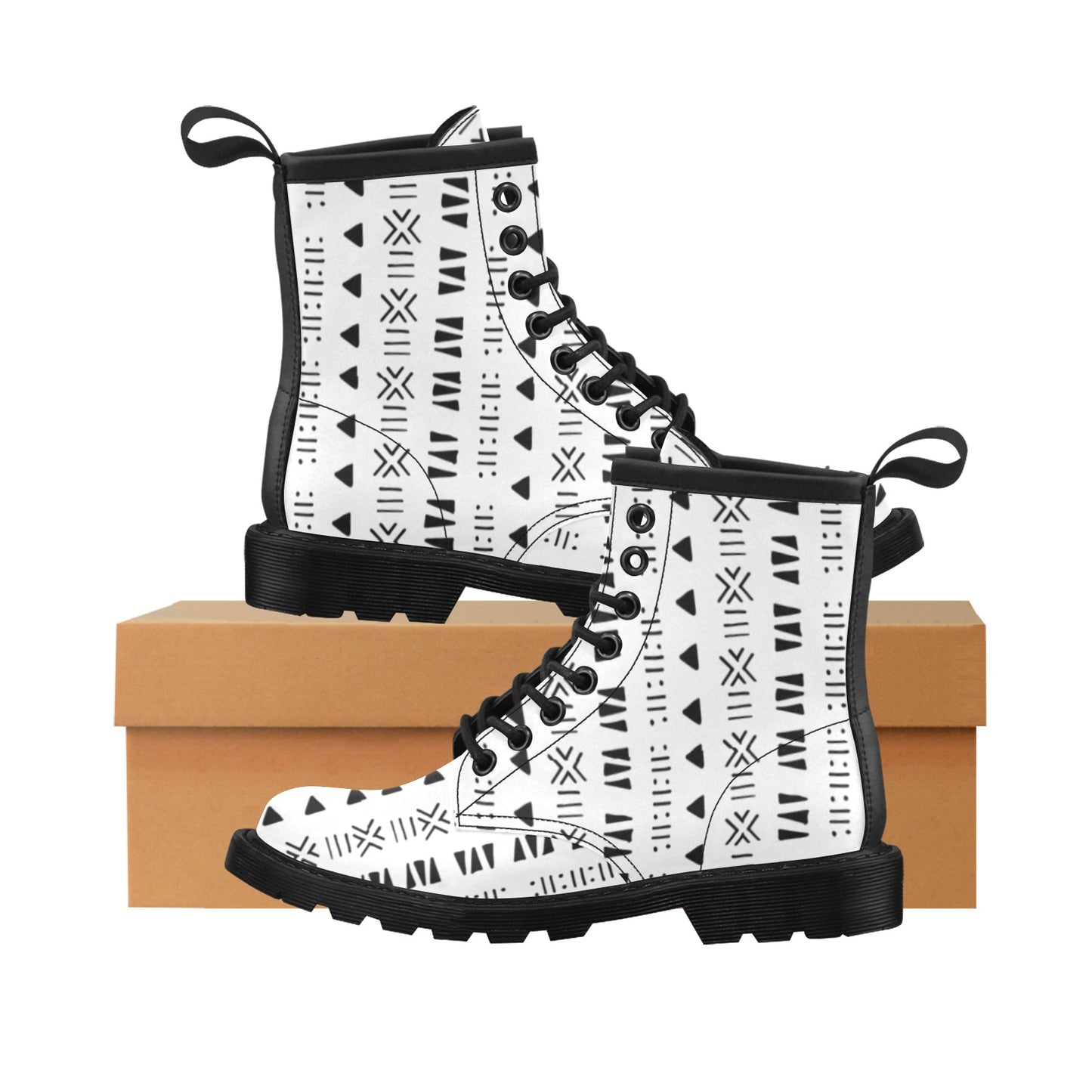 Bogolan Print Combat Boots | Mud Cloth | Afro Boho Sole | Kinky Nomad