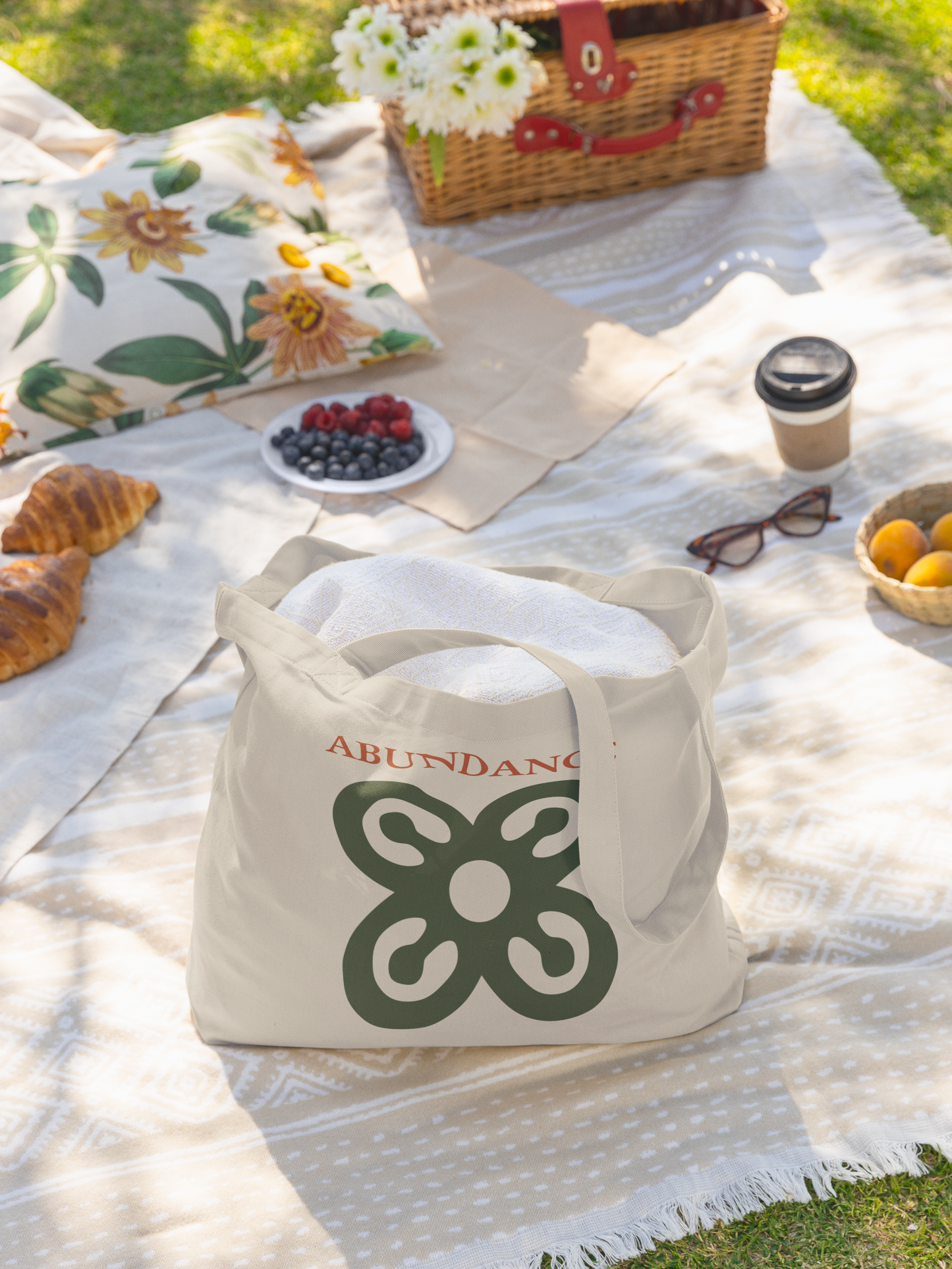 ABUNDANCE Adinkra Organic Cotton Tote Bag | Eco-Friendly African Symbol Tote by Kinky Nomad