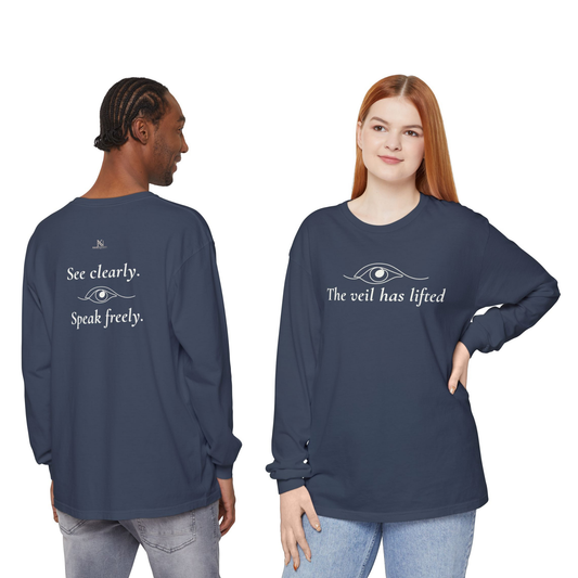 The Veil Has Lifted Unisex Long Sleeve T-Shirt – Speak Freely Statement Tee