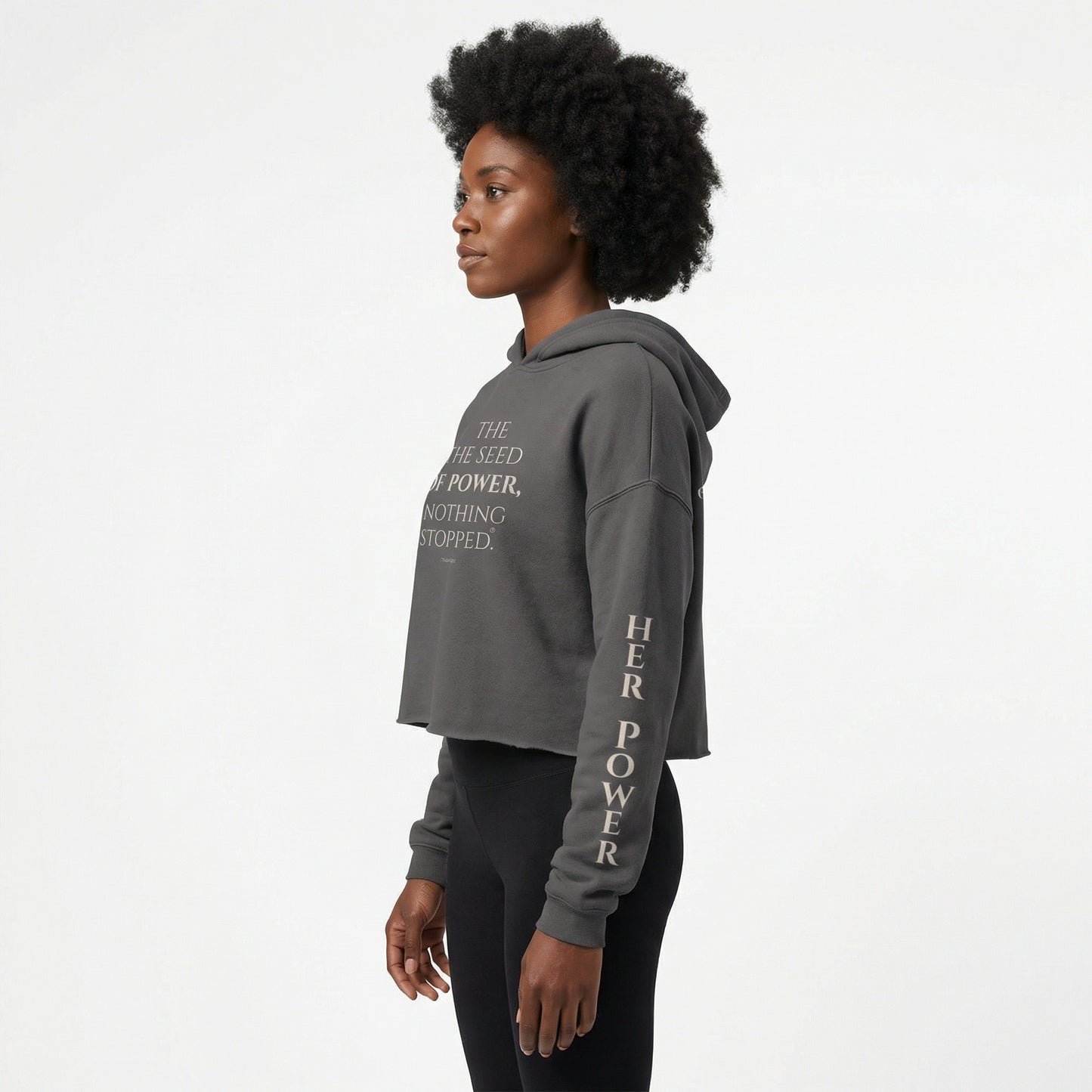 Her Power Cropped Hoodie – “Everything Changed” Statement Sweatshirt by Kinky Nomad