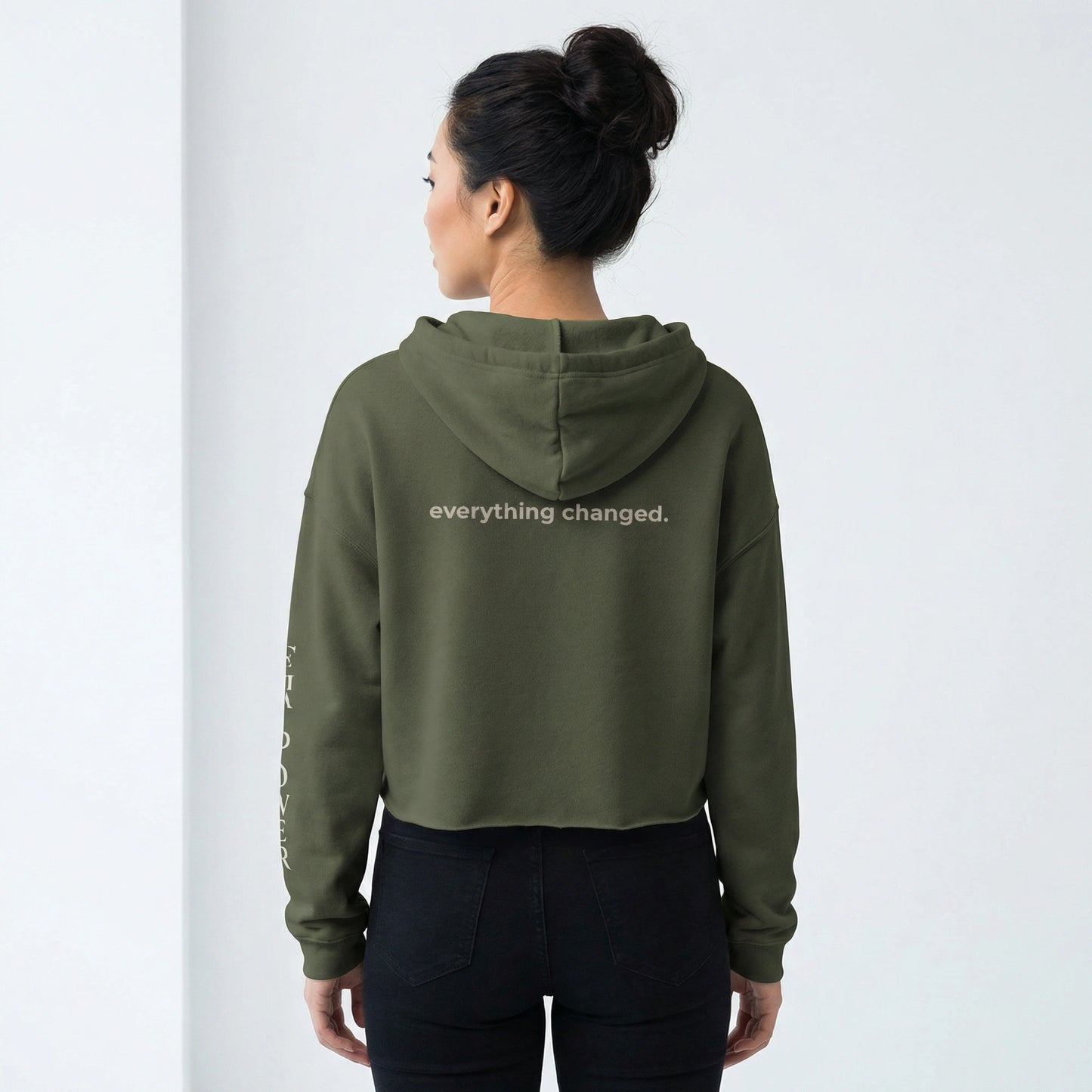 Her Power Cropped Hoodie – “Everything Changed” Statement Sweatshirt by Kinky Nomad