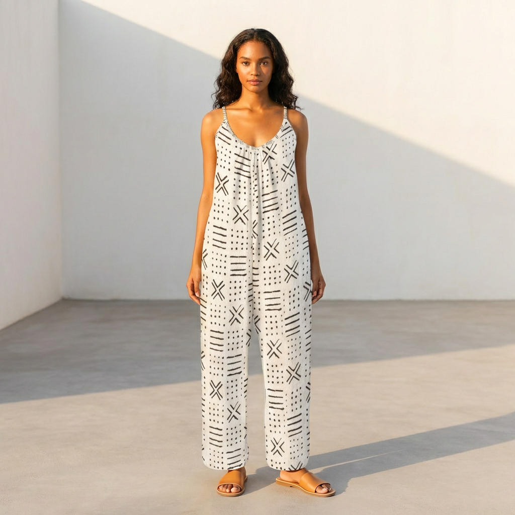 Boho Wide Leg Jumpsuit for Women | Casual Summer Sleeveless Romper | Loose Fit Beach Outfit
