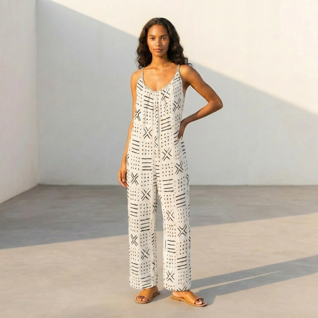 Boho Wide Leg Jumpsuit for Women | Casual Summer Sleeveless Romper | Loose Fit Beach Outfit