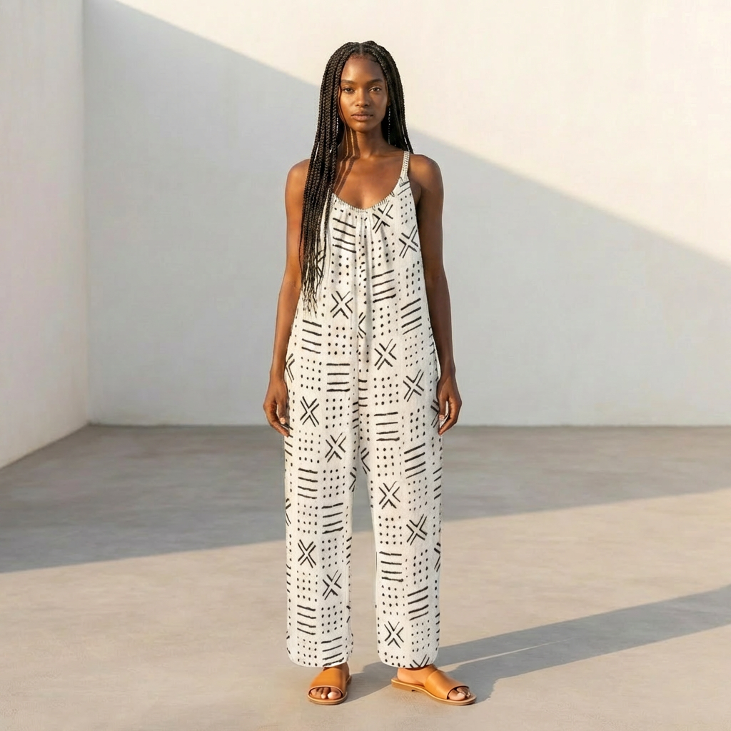Boho Wide Leg Jumpsuit for Women | Casual Summer Sleeveless Romper | Loose Fit Beach Outfit