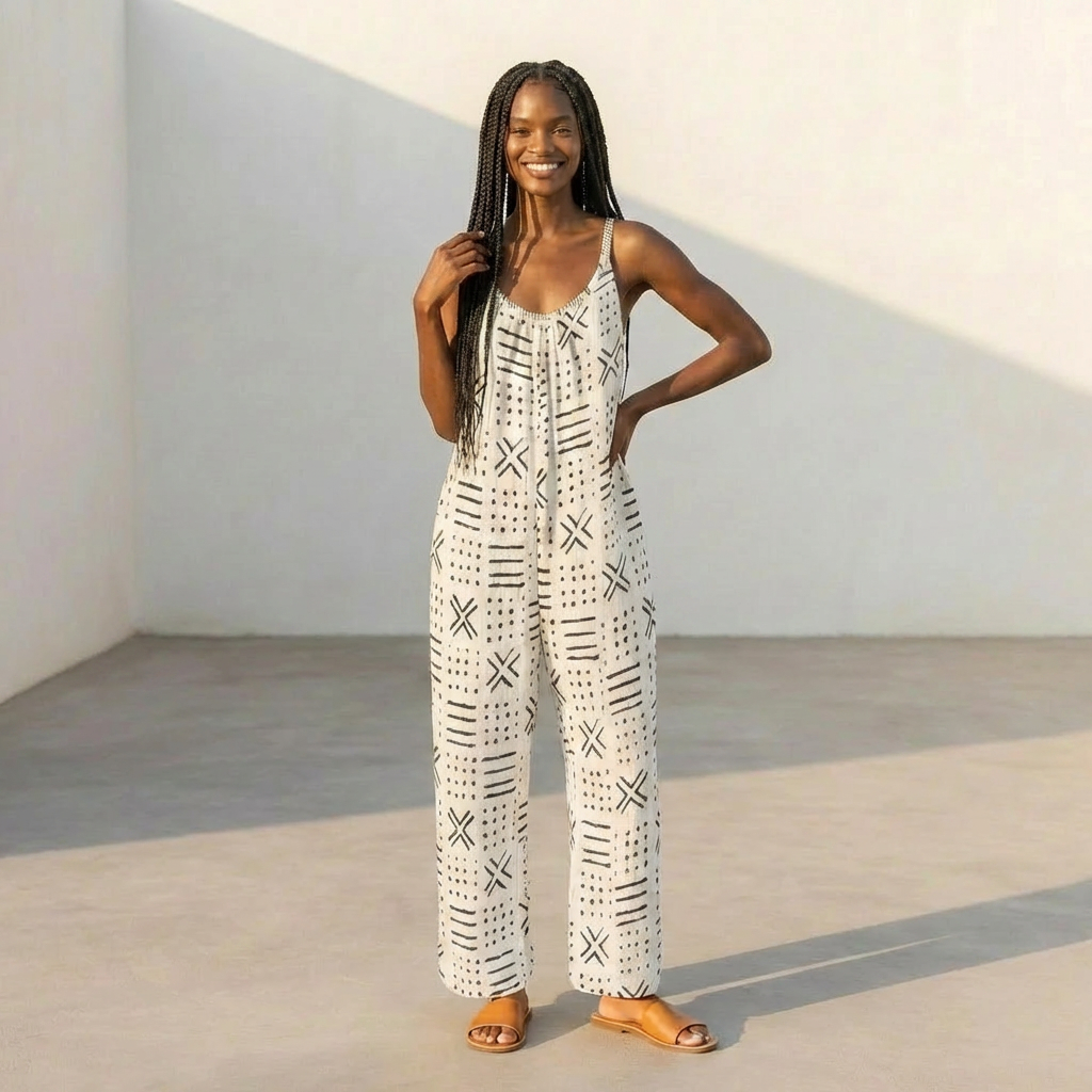 Boho Wide Leg Jumpsuit for Women | Casual Summer Sleeveless Romper | Loose Fit Beach Outfit