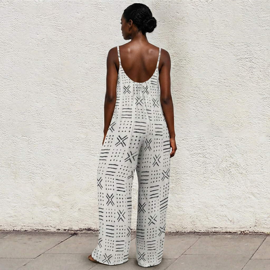 Boho Wide Leg Jumpsuit for Women | Casual Summer Sleeveless Romper | Loose Fit Beach Outfit