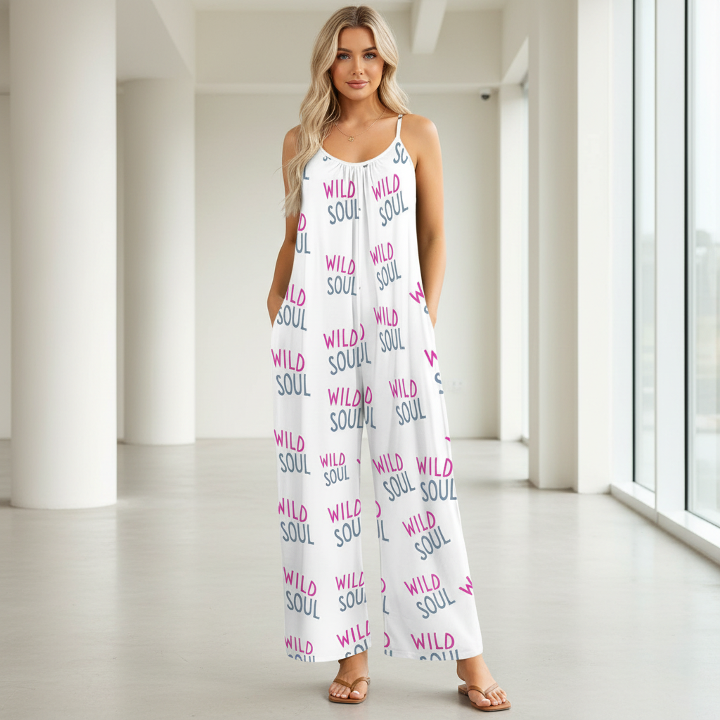 Wild Soul  Pleated Cami Pocket Wide Leg Jumpsuit for Women | Casual Loose Fit Summer Outfit