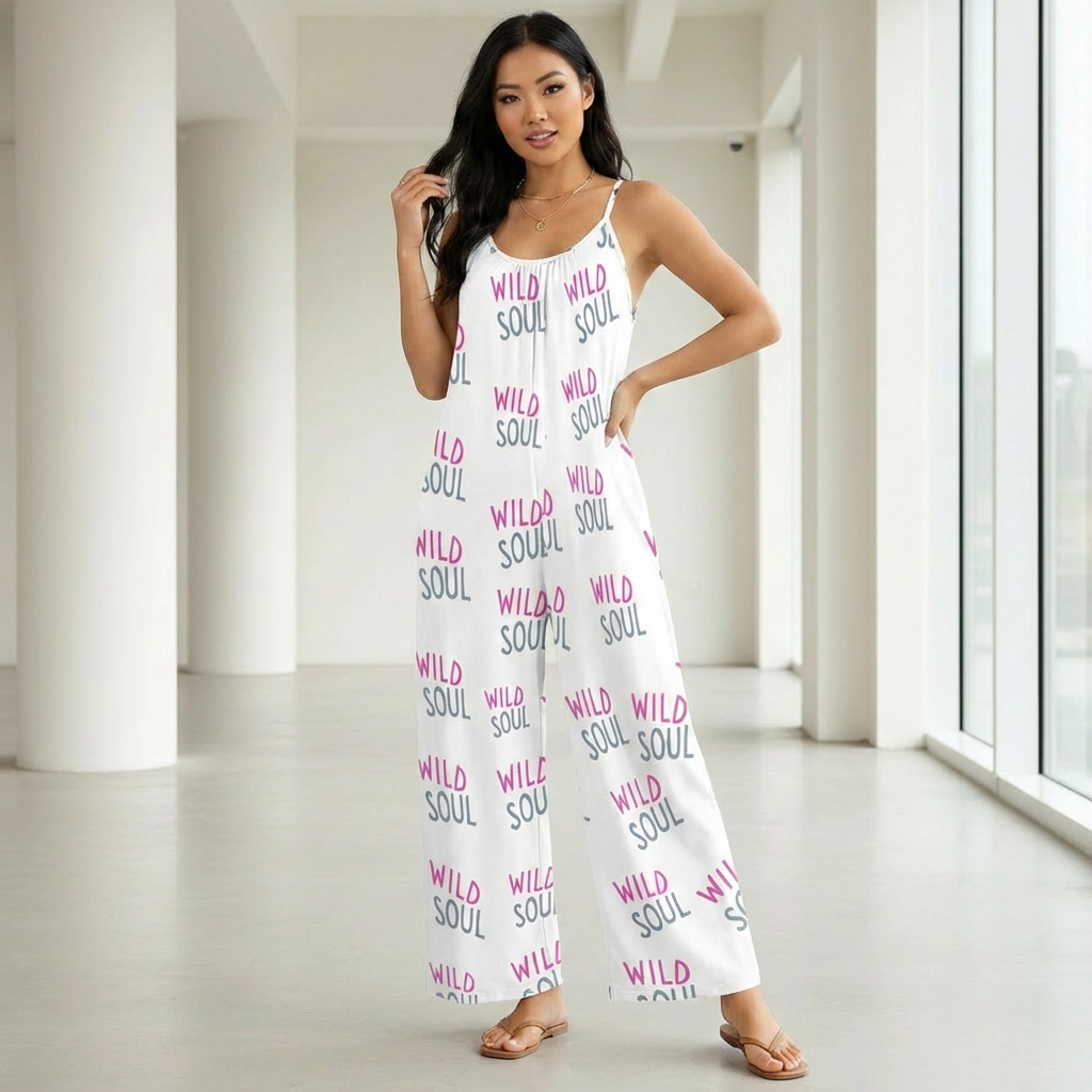Wild Soul  Pleated Cami Pocket Wide Leg Jumpsuit for Women | Casual Loose Fit Summer Outfit