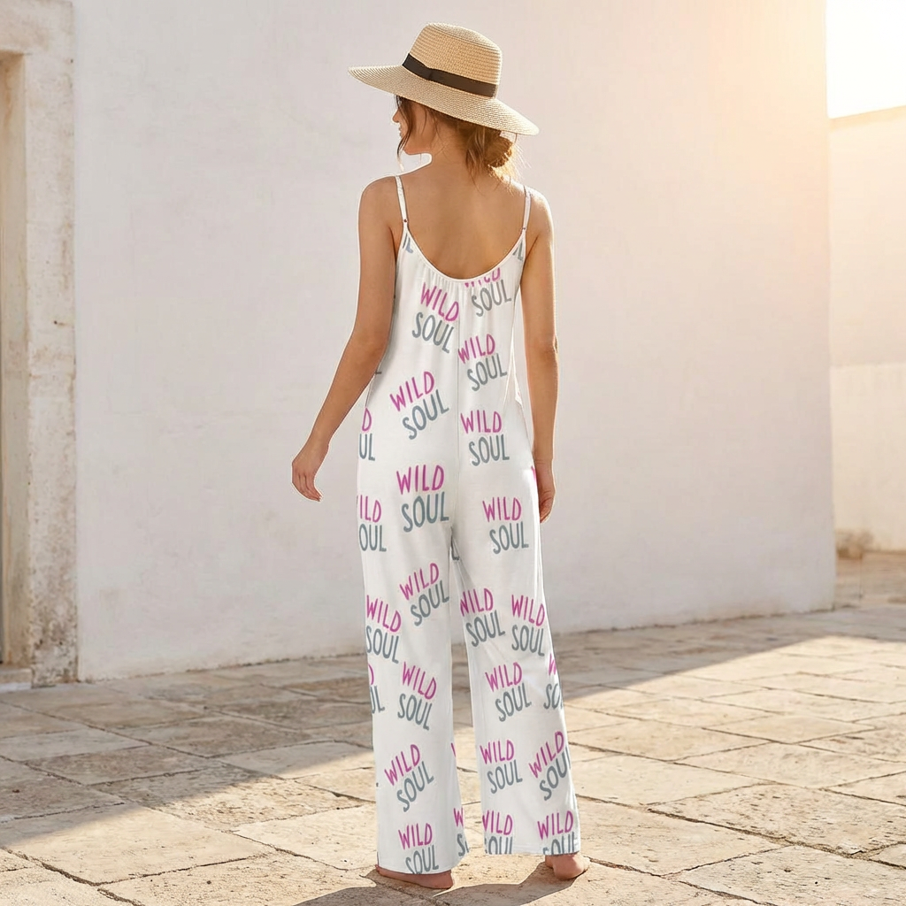 Wild Soul  Pleated Cami Pocket Wide Leg Jumpsuit for Women | Casual Loose Fit Summer Outfit
