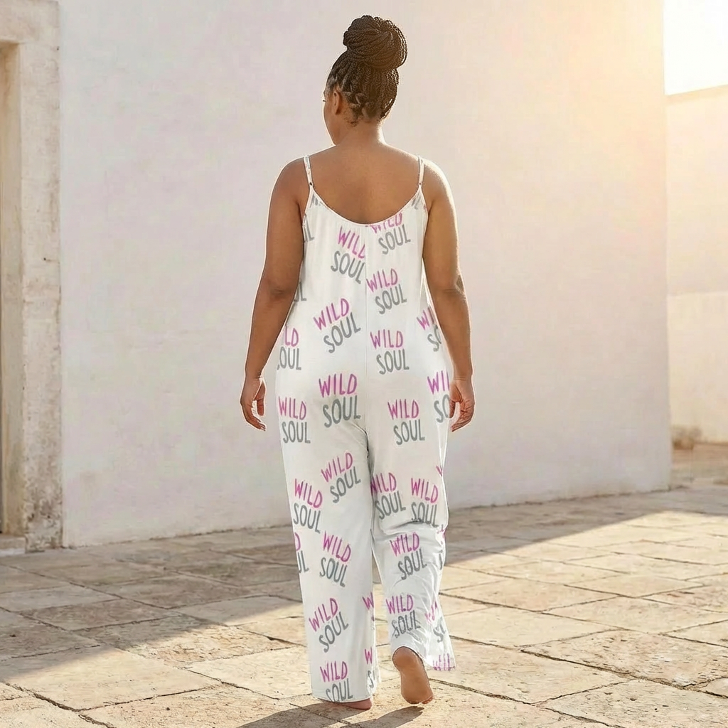 Wild Soul  Pleated Cami Pocket Wide Leg Jumpsuit for Women | Casual Loose Fit Summer Outfit