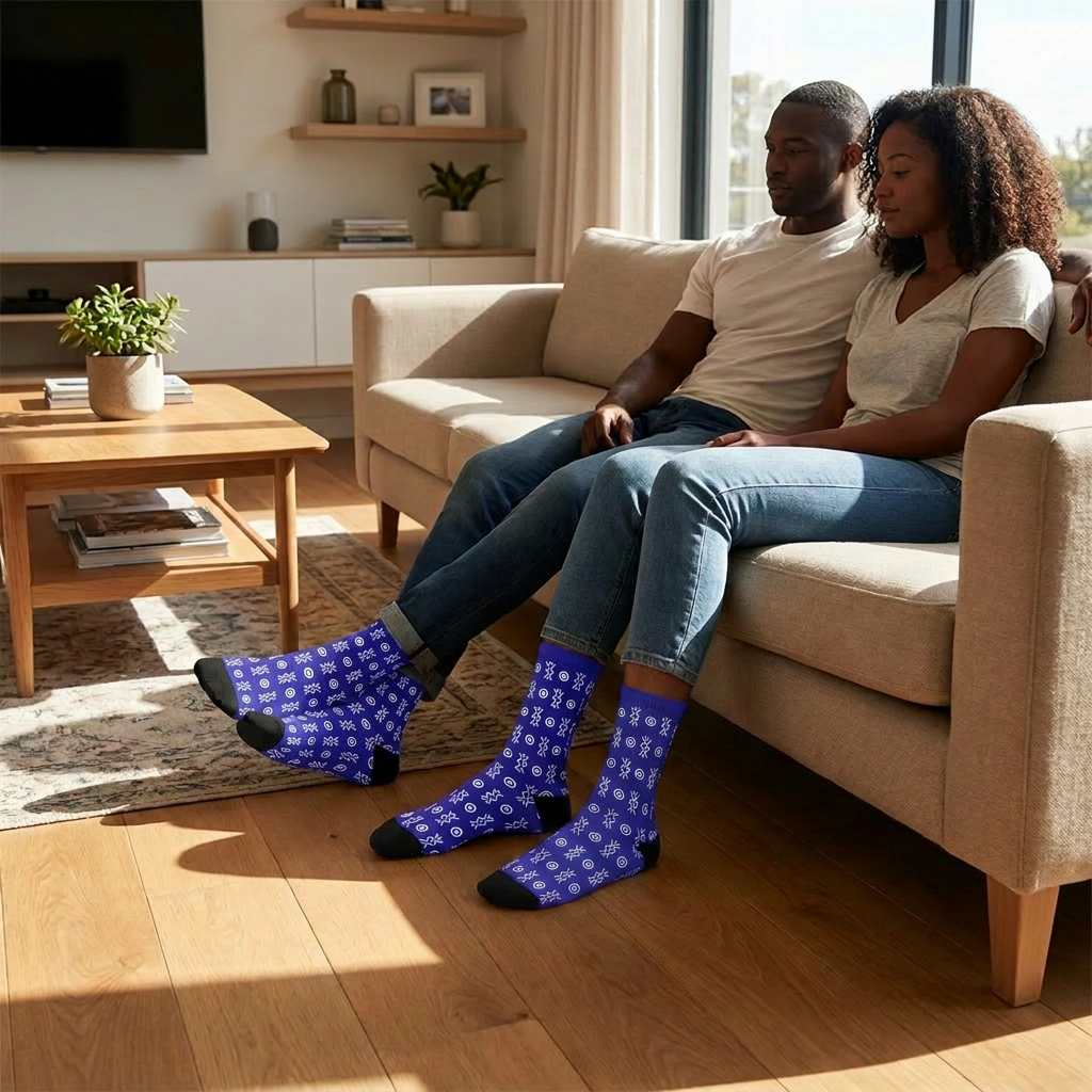 Adinkra Print Crew Socks | Savanna Sole | Boho Sole & Crown | Kinky Nomad