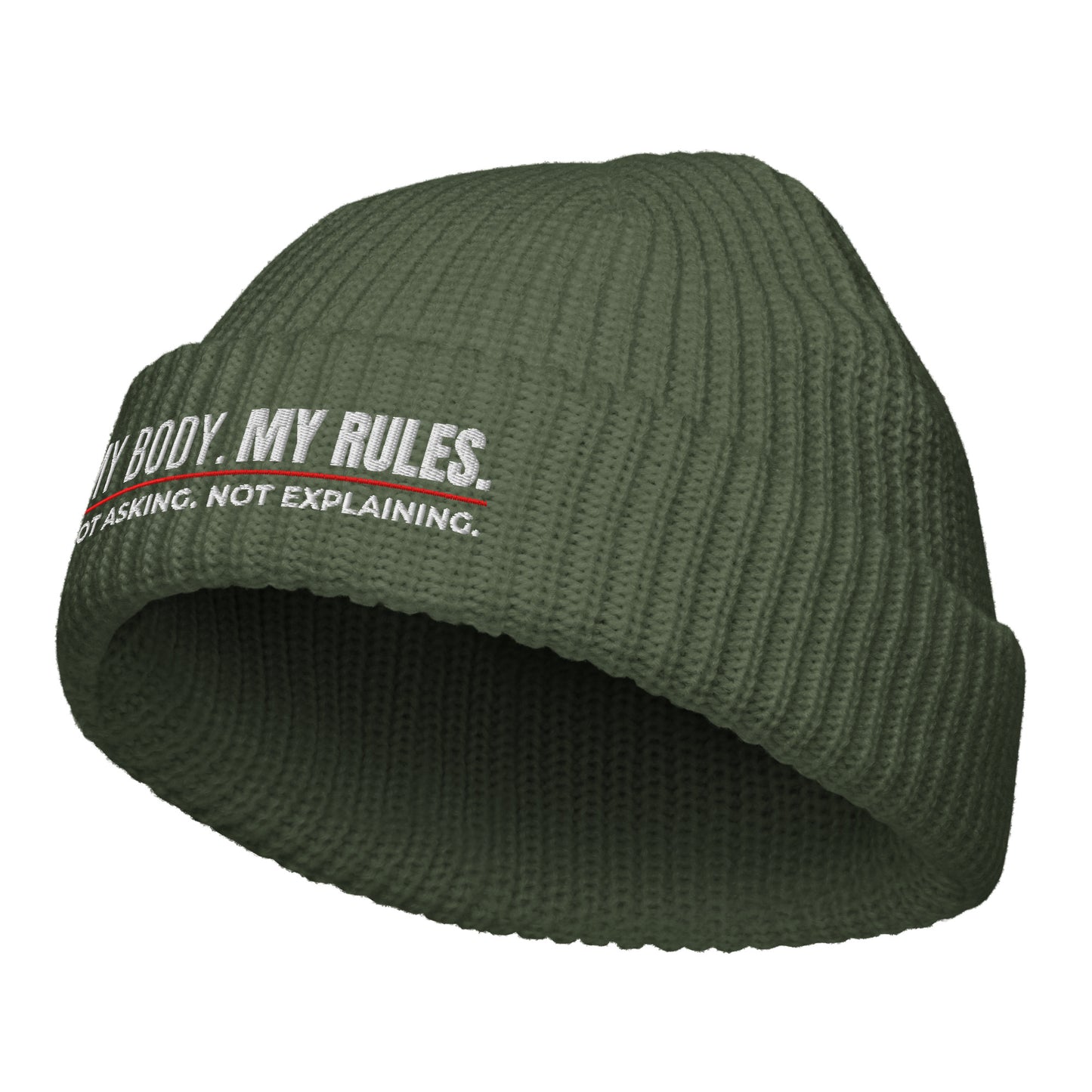 My Body My Rules Beanie – Fisherman Style Ribbed Knit Hat | Unisex Winter Accessory