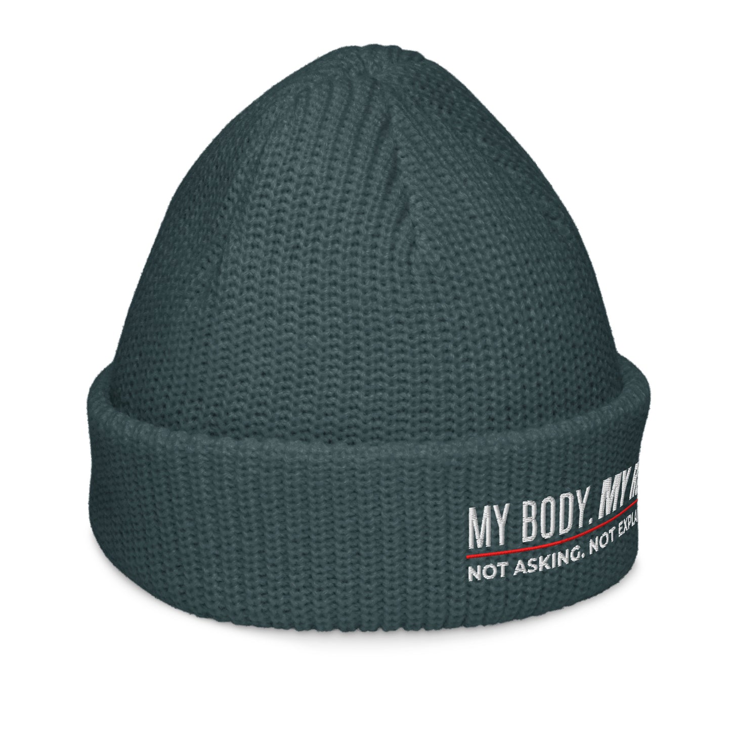 My Body My Rules Beanie – Fisherman Style Ribbed Knit Hat | Unisex Winter Accessory