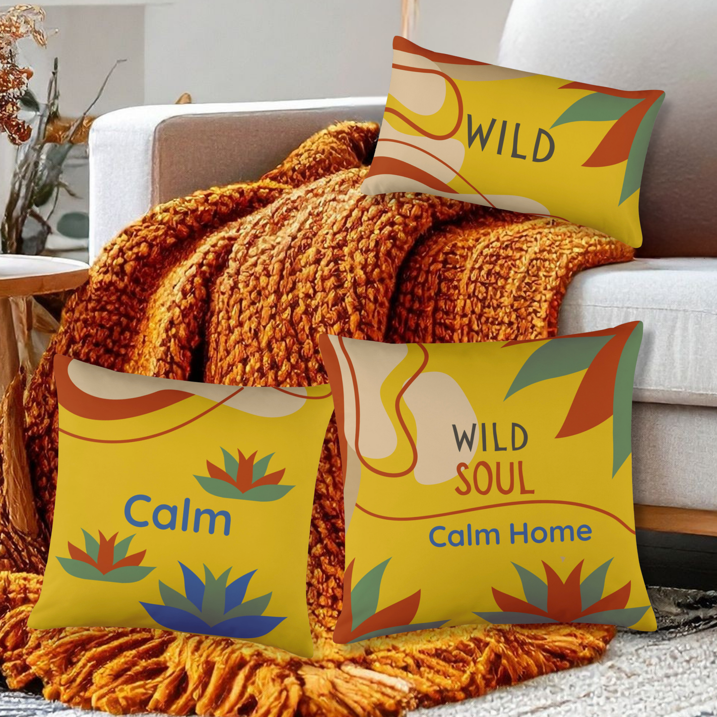 Wild Soul Calm Home Throw Pillow – Decorative Accent Cushion with Insert (3 Sizes)