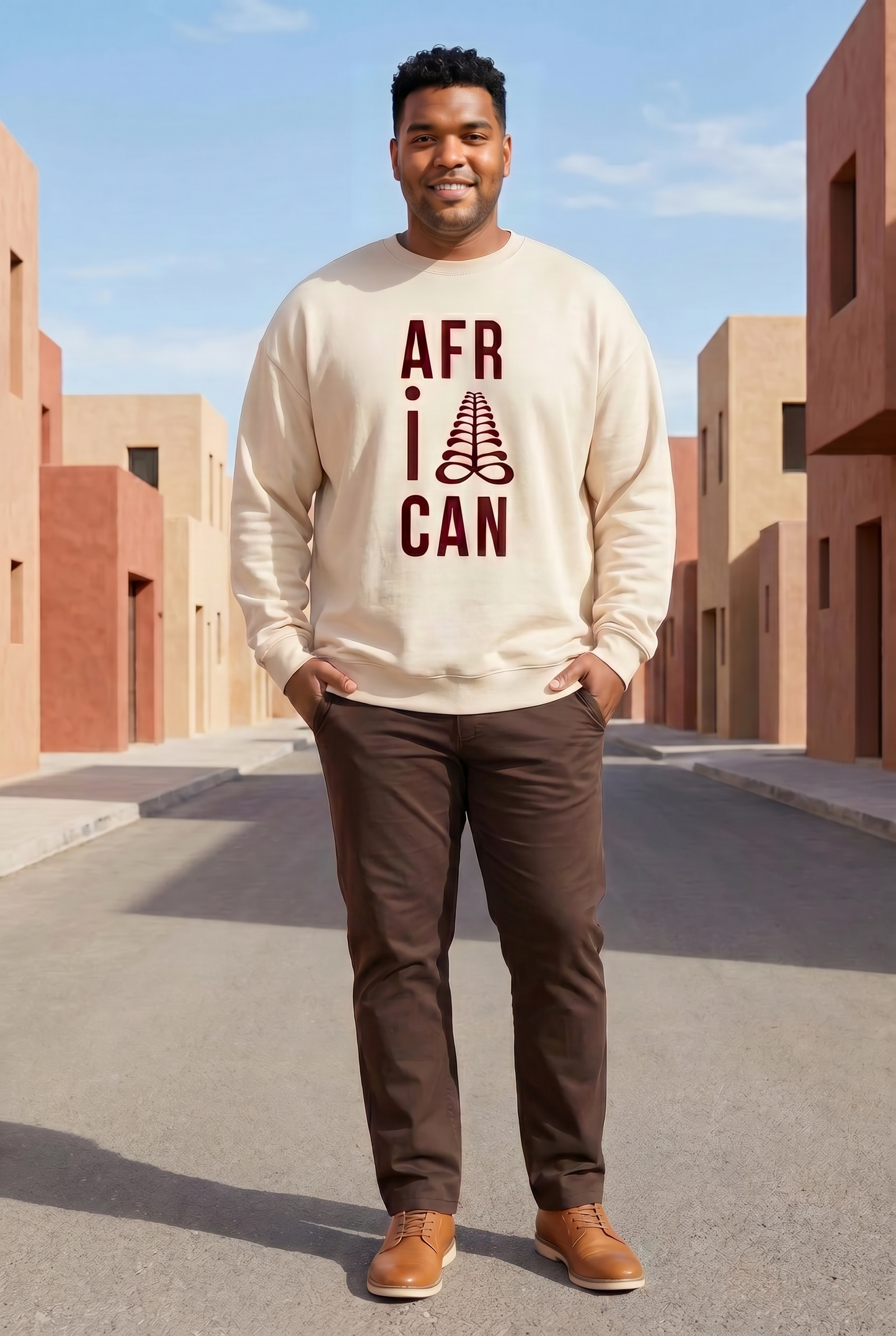 AFRICAN Sweatshirt | Aya Adinkra Symbol | Recycled Fleece | Kinky Nomad