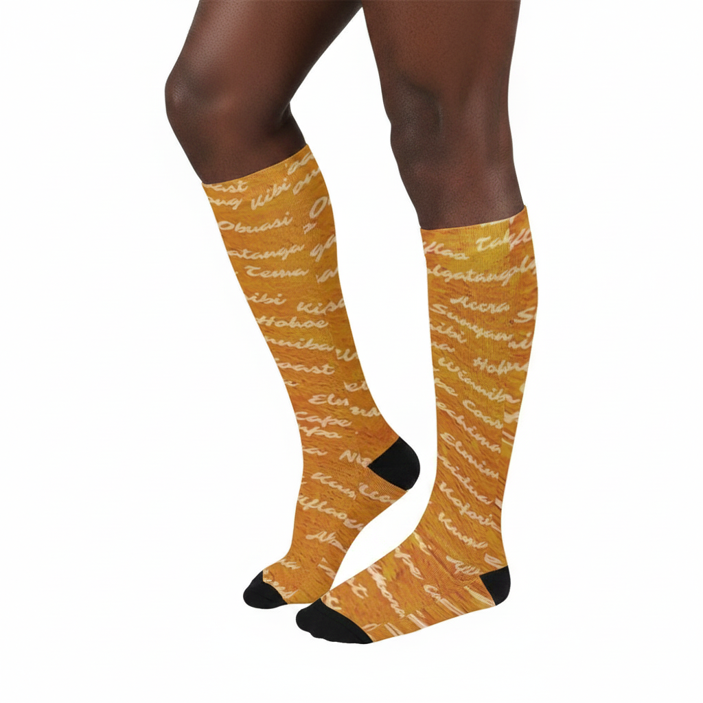 Over-the-Calf Socks | Angles Ghana Mud Cloth | Kinky Nomad