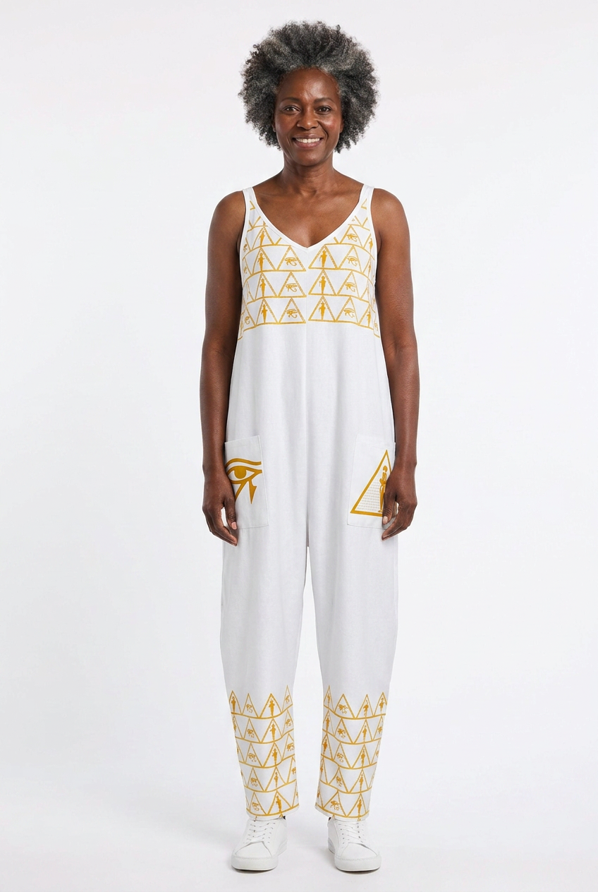 Isis V-Neck Jumpsuit | Kemet Series | Black & White | Kinky Nomad
