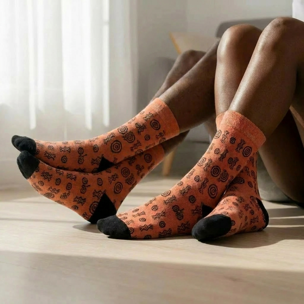 Adinkra Print Crew Socks | Savanna Sole | Boho Sole & Crown | Kinky Nomad
