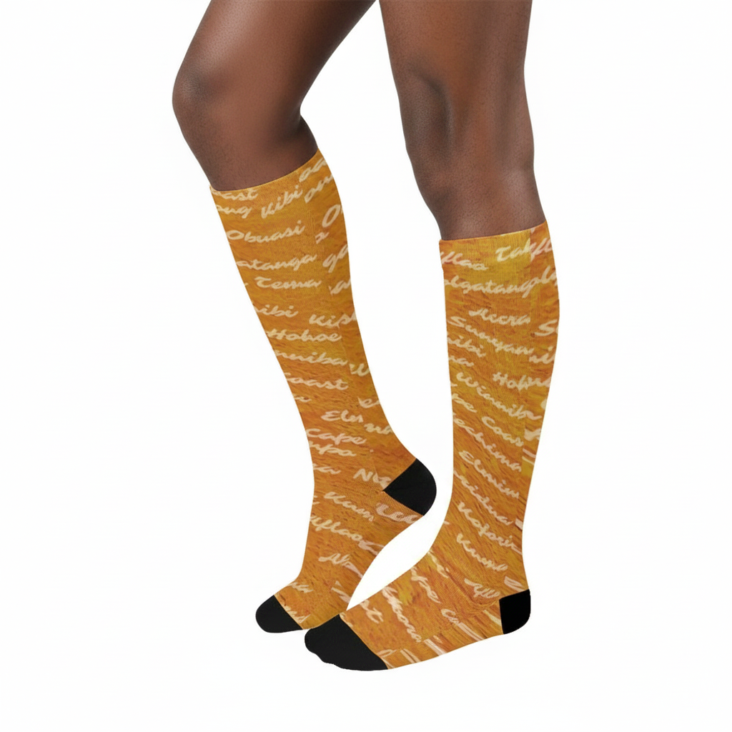 Over-the-Calf Socks | Angles Ghana Mud Cloth | Kinky Nomad