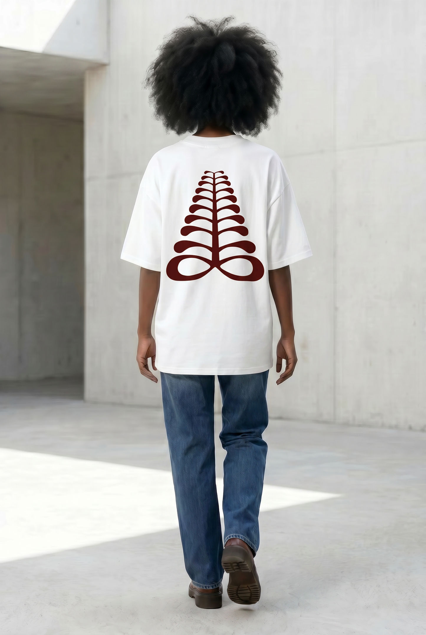 AFRICAN Oversized Tee | Aya Adinkra Symbol | Organic Cotton | Kinky Nomad