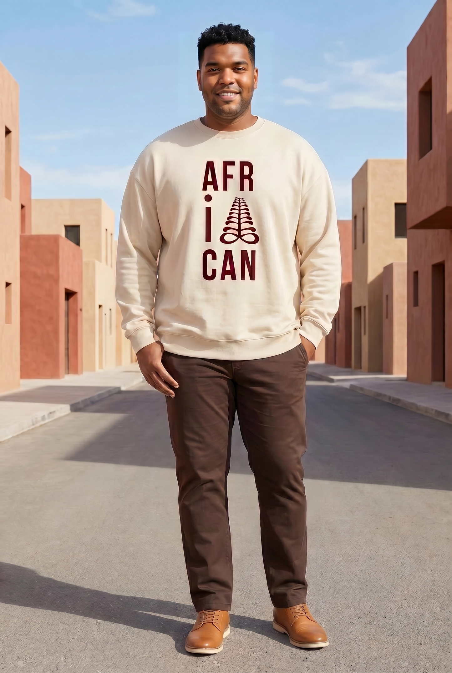 AFRICAN Sweatshirt | Aya Adinkra Symbol | Recycled Fleece | Kinky Nomad