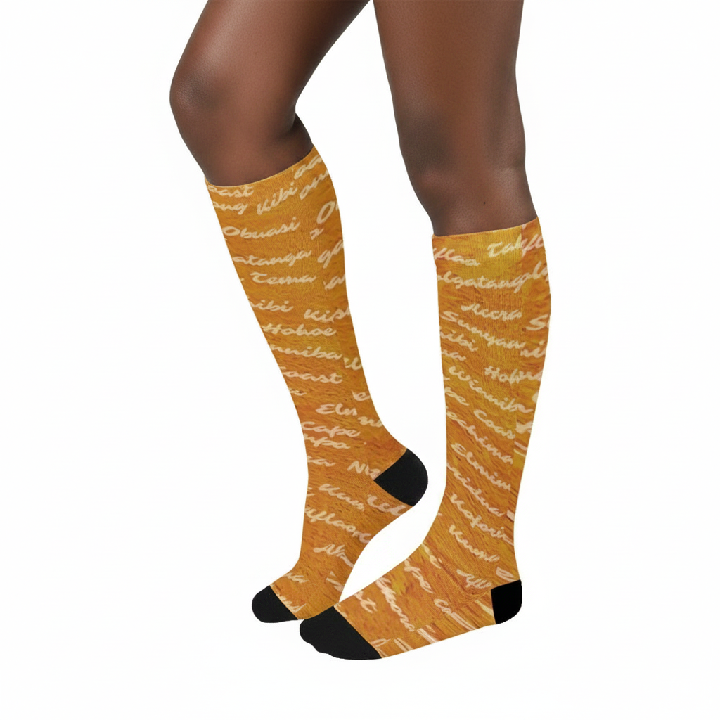 Over-the-Calf Socks | Angles Ghana Mud Cloth | Kinky Nomad