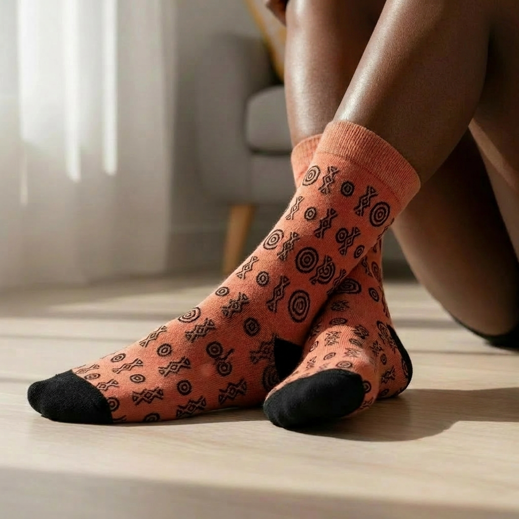 Adinkra Print Crew Socks | Savanna Sole | Boho Sole & Crown | Kinky Nomad