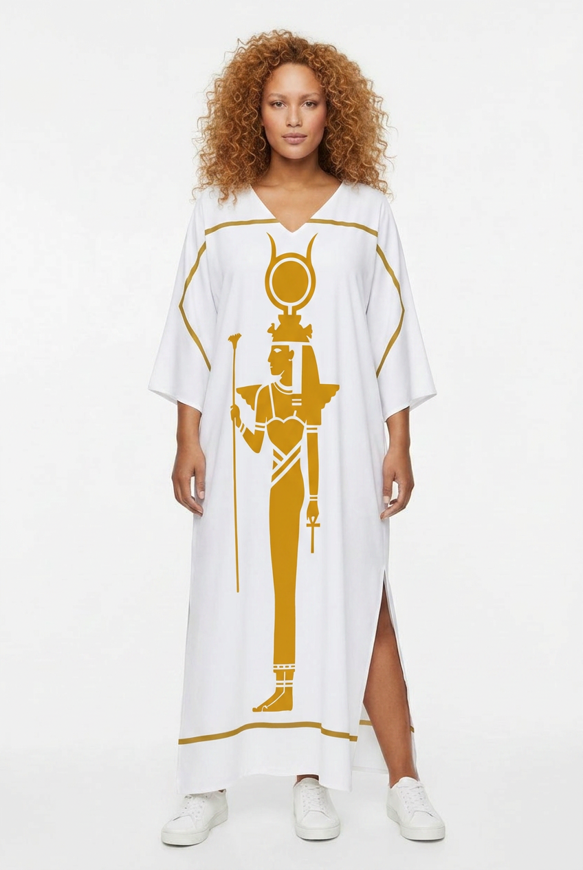 White Isis Kaftan | Egyptian Goddess Kaftan | Kemet Collection | Kinky Nomad