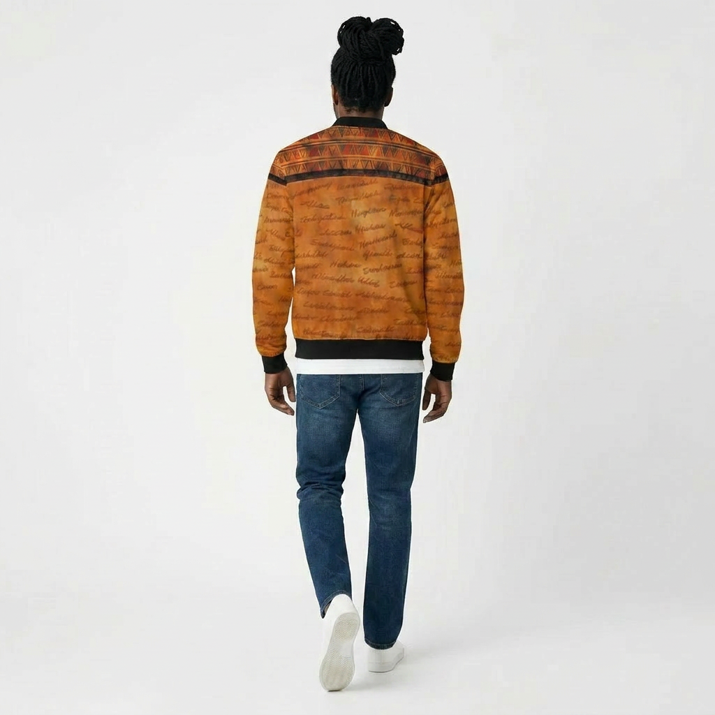 Ghana Print Bomber Jacket | All Roads Lead to Ghana | Kinky Nomad