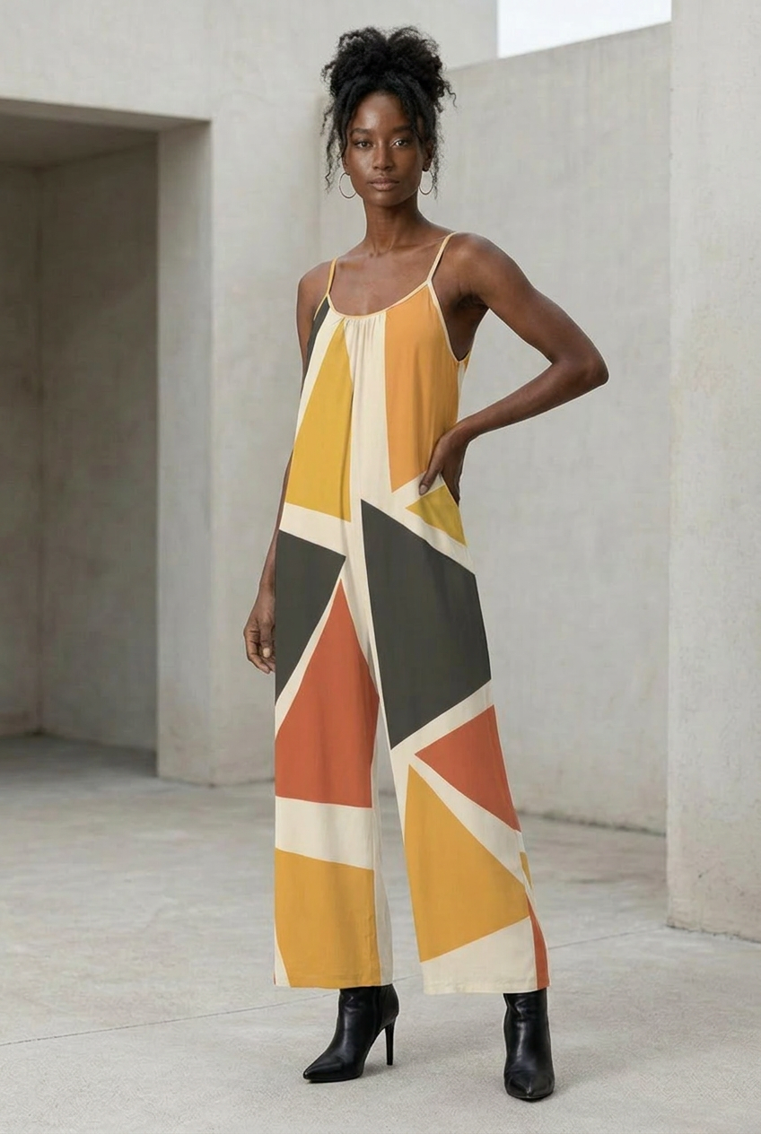 Geometric Wide Leg Jumpsuit | Angles | Kinky Nomad