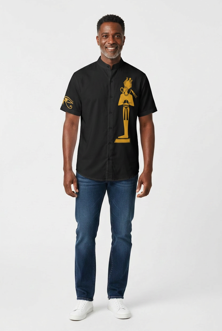 Osiris Shirt | Men's Egyptian God High Collar Shirt | Kemet Collection | Kinky Nomad
