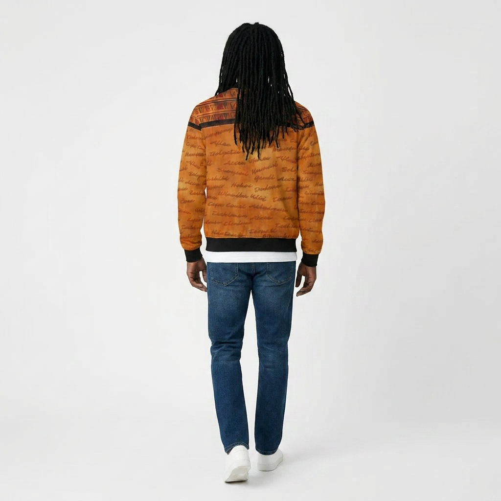 Ghana Print Bomber Jacket | All Roads Lead to Ghana | Kinky Nomad
