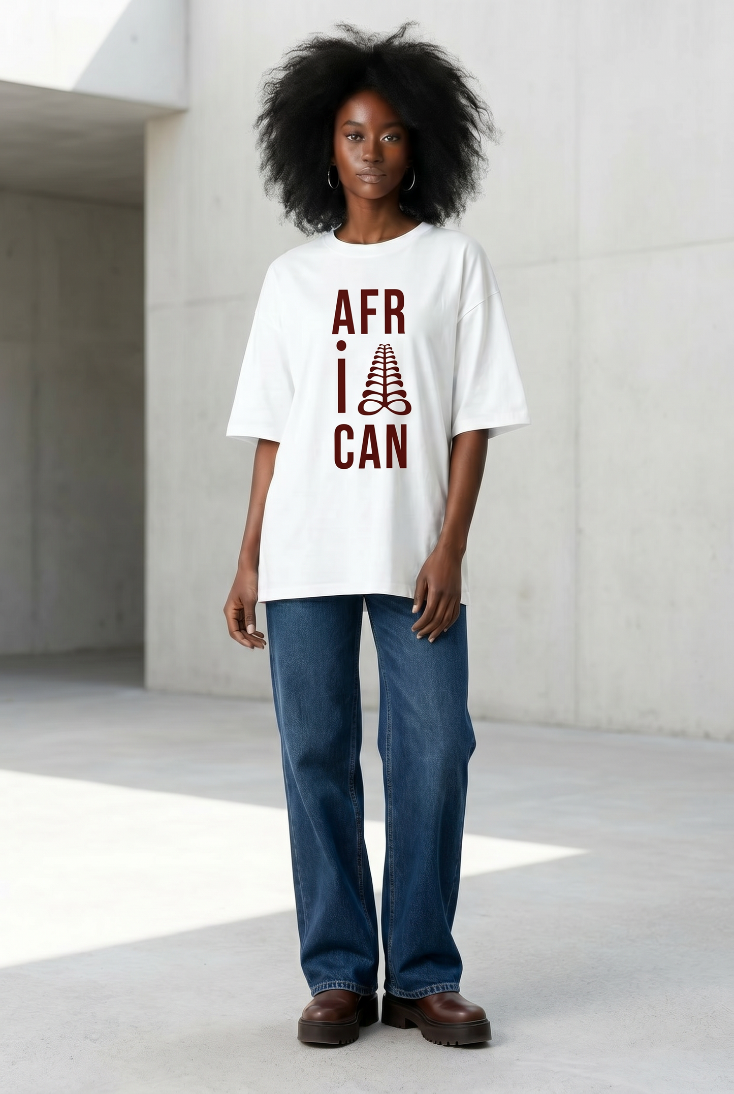 AFRICAN Oversized Tee | Aya Adinkra Symbol | Organic Cotton | Kinky Nomad