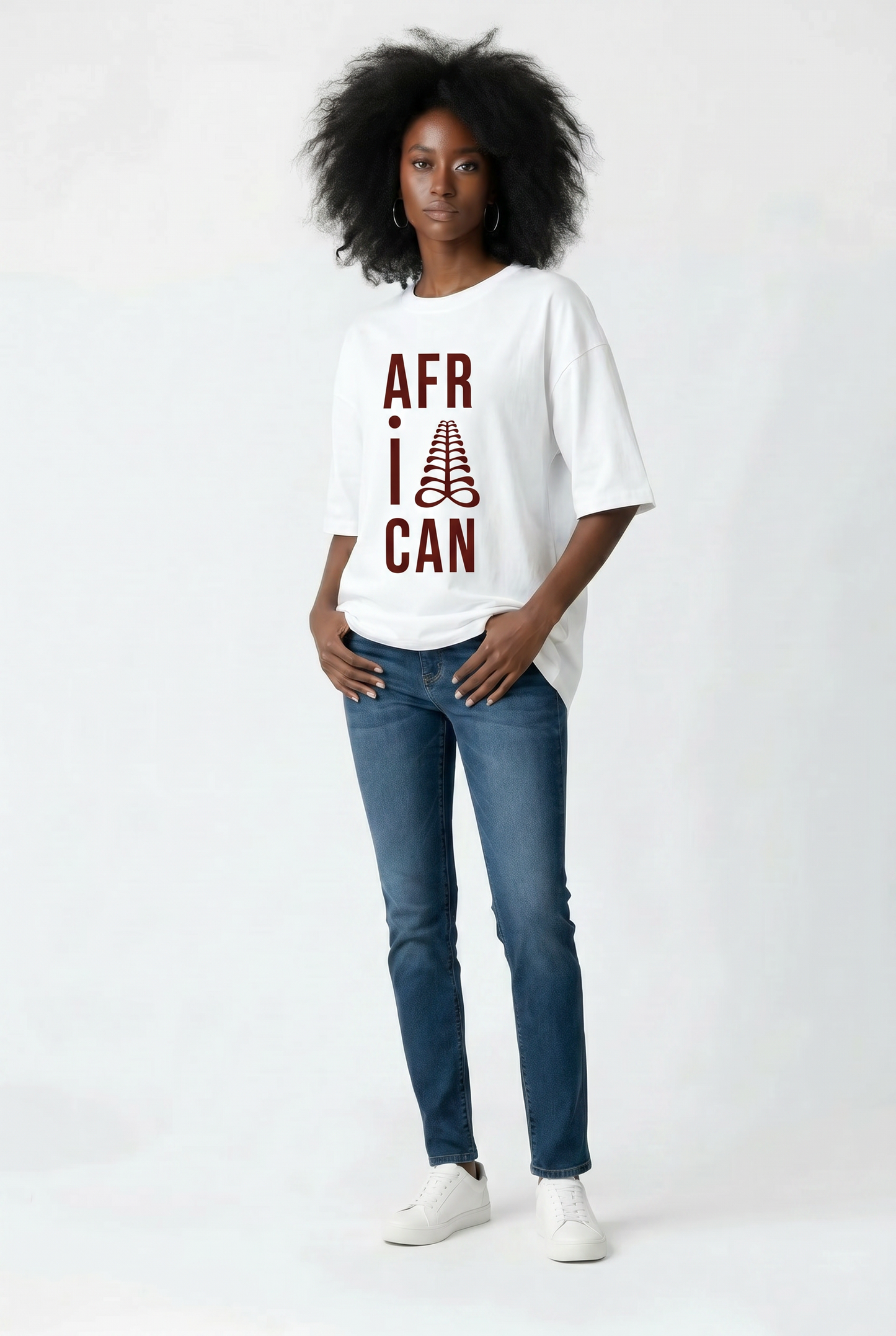 AFRICAN Oversized Tee | Aya Adinkra Symbol | Organic Cotton | Kinky Nomad