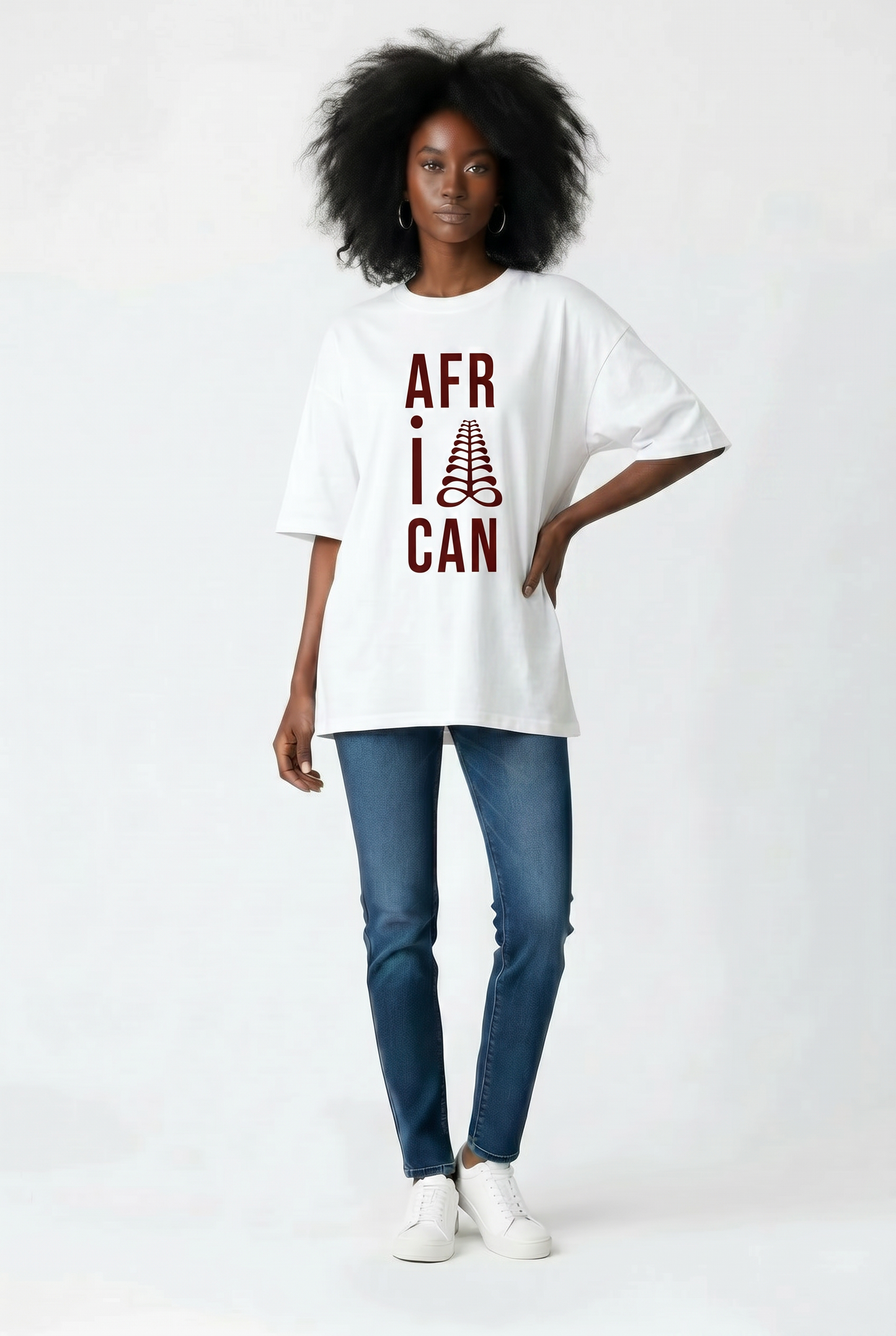 AFRICAN Oversized Tee | Aya Adinkra Symbol | Organic Cotton | Kinky Nomad