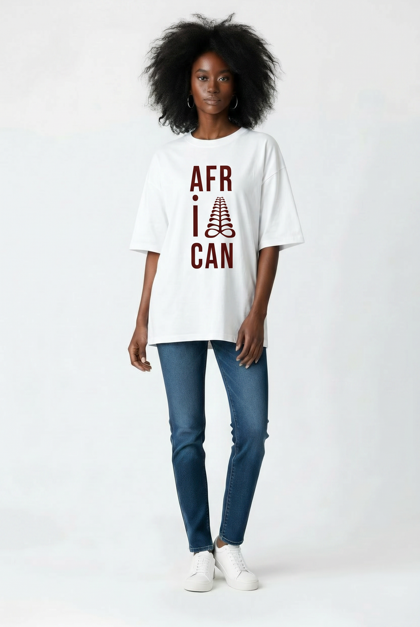 AFRICAN Oversized Tee | Aya Adinkra Symbol | Organic Cotton | Kinky Nomad