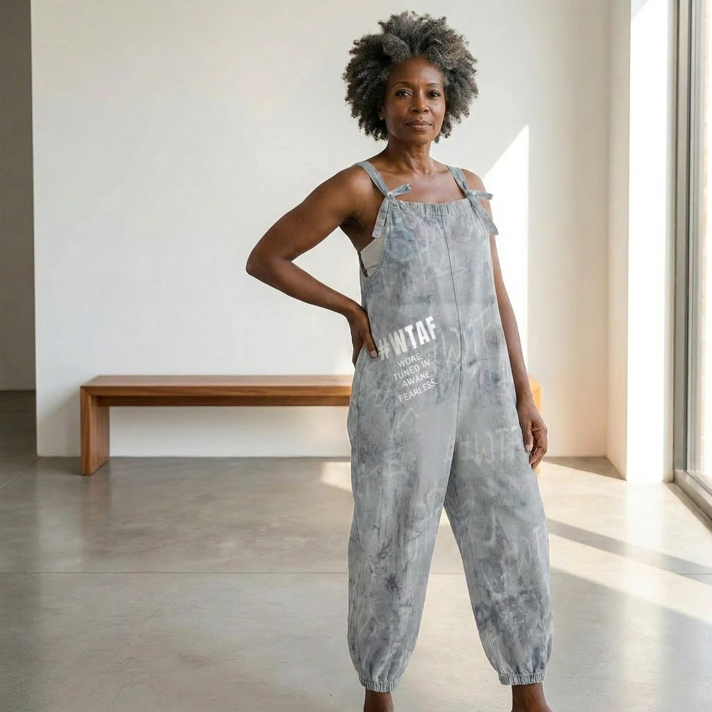 WTAF Baggy Jumpsuit – Oversized Bow Strap Streetwear Romper Baggy Suspender Jumpsuit
