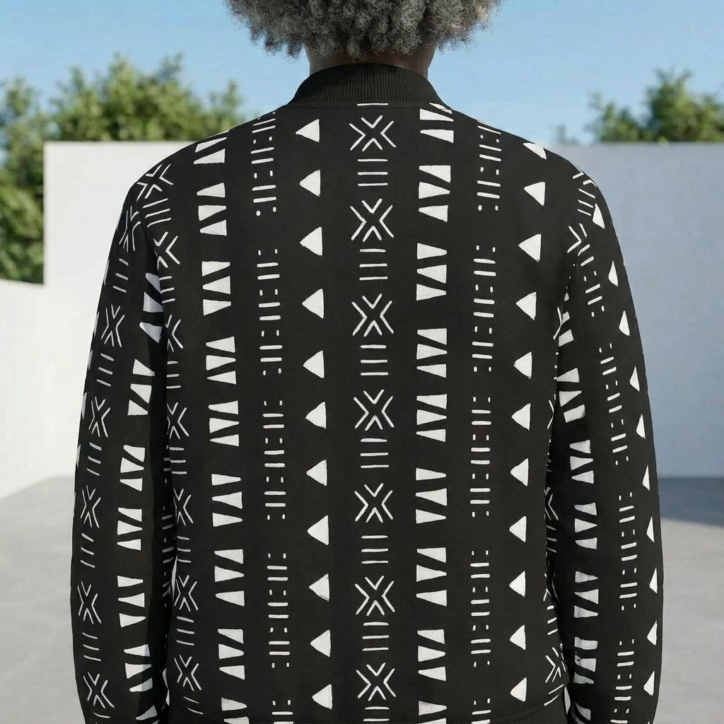 Women's Bomber Jacket | Angles Bogolan Ghana Isis | Kinky Nomad