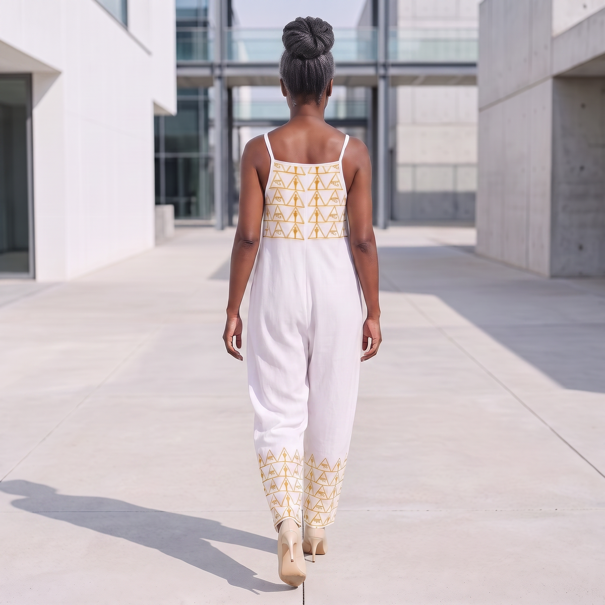 Isis V-Neck Jumpsuit | Kemet Series | Black & White | Kinky Nomad