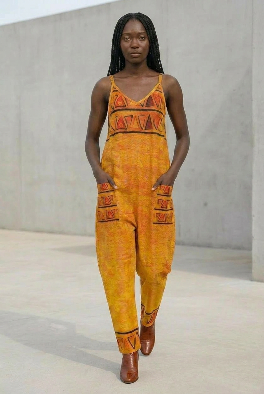 African Geometric Jumpsuit | Ghana Ground Series | Kinky Nomad
