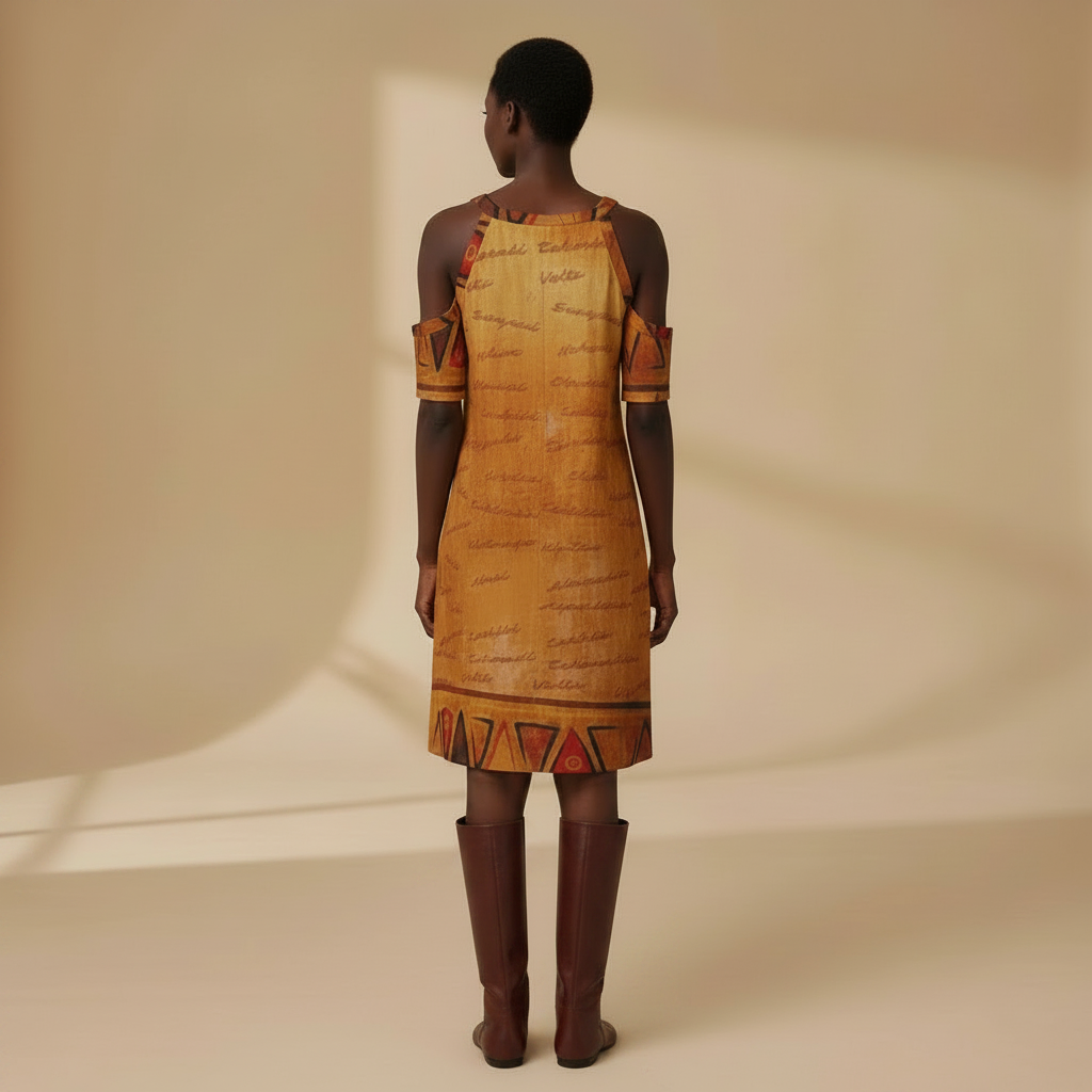 Ghana Inspired African Print Cold Shoulder Dress | Kinky Nomad