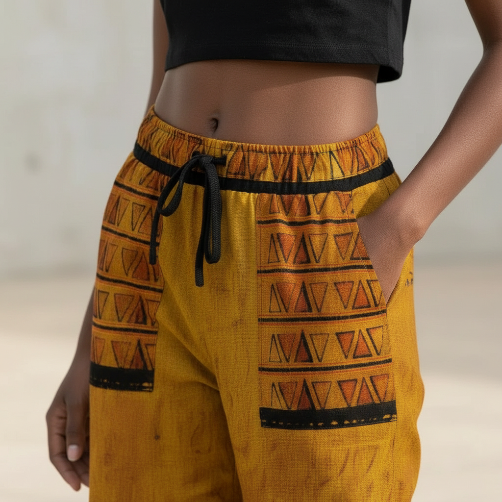 Printed Wide Leg Pants | Angles Bogolan Ghana Isis | Kinky Nomad