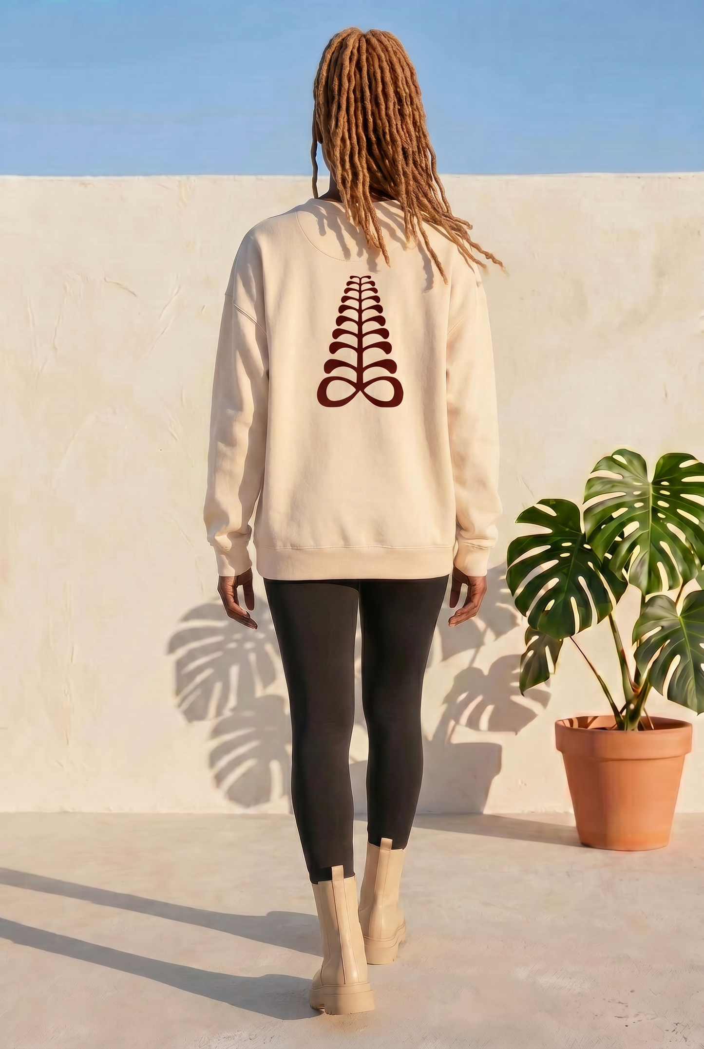 AFRICAN Sweatshirt | Aya Adinkra Symbol | Recycled Fleece | Kinky Nomad